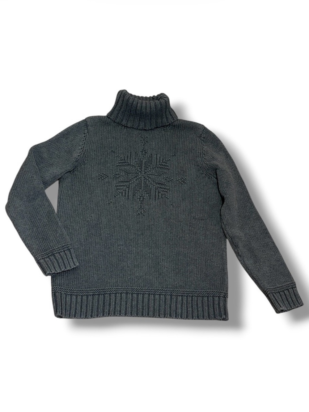 Vintage LRL Snowflake Turtleneck Sweater Size M Gray Holiday Ski Bunny Christmas